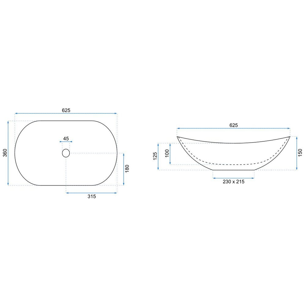 Rea Royal Gold Edge White Countertop Sink 62.5 cm