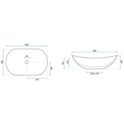 Rea Royal Gold Edge White Countertop Sink 62.5 cm