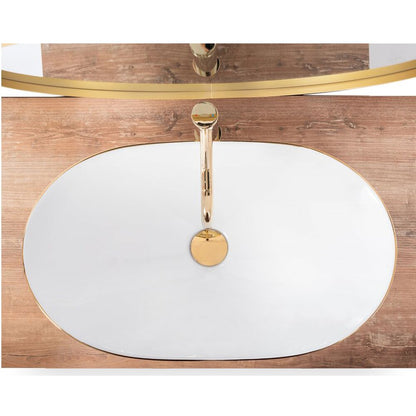 Rea Royal Gold Edge White Countertop Sink 62.5 cm