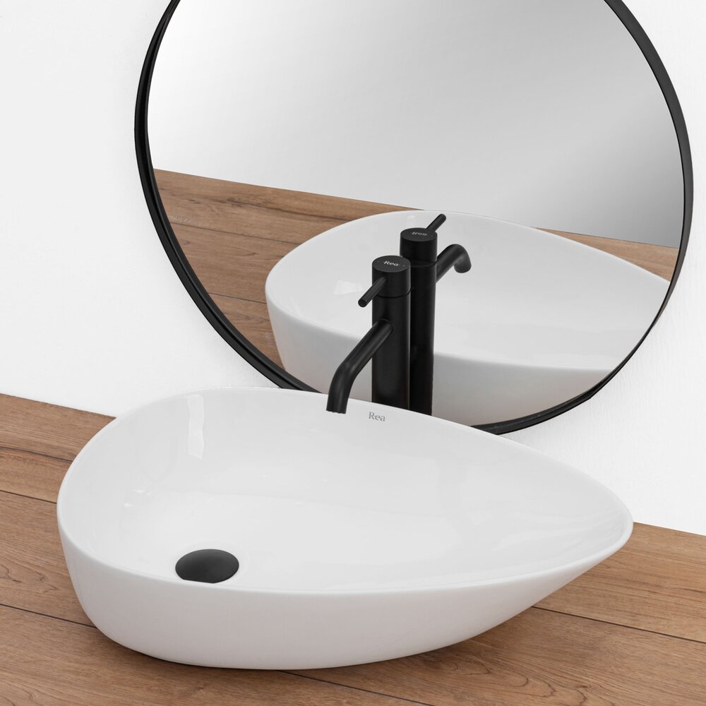 Rea Greta 56 cm Asymmetric Countertop Sink