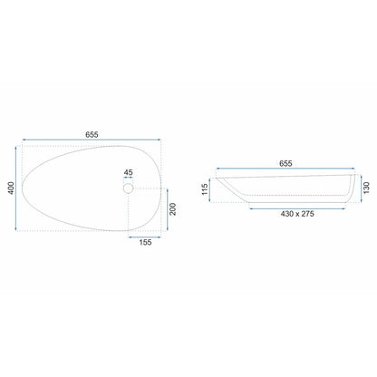 Rea Greta 65.5 cm Asymmetric Countertop Sink