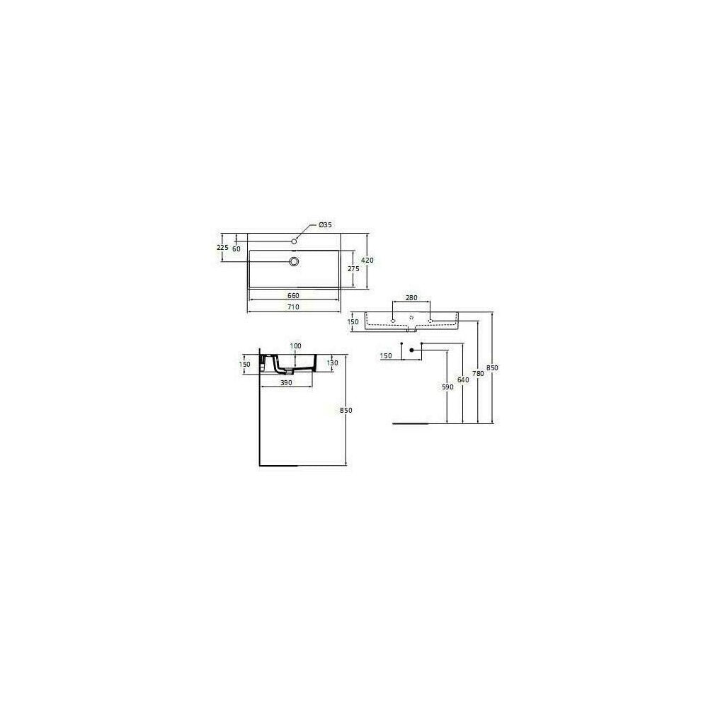 Топла мивка за плот Ideal Standard Strada 71x42 см