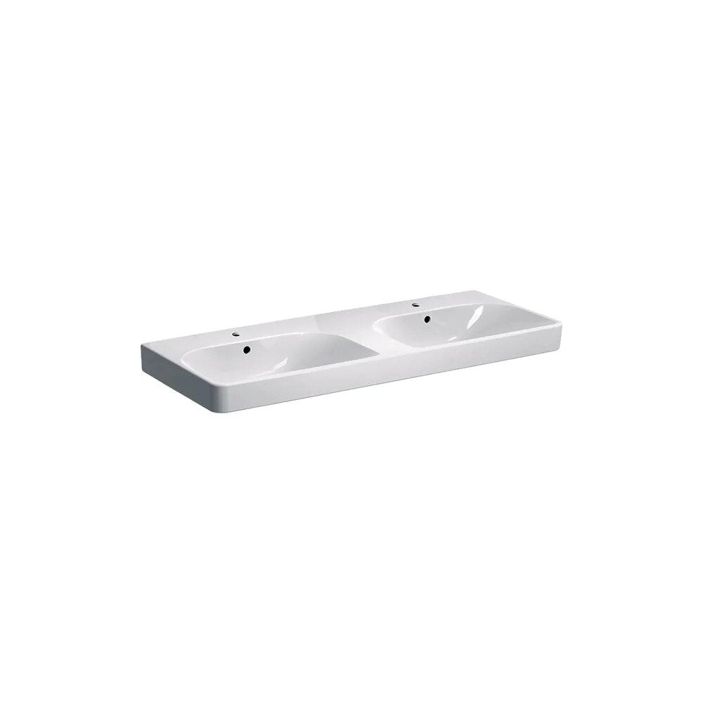 Двоен умивалник на мебел Geberit Smyle Square 120 см с отвор за батерия
