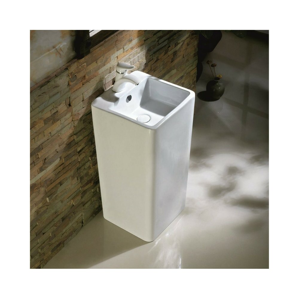 Freestanding Inter Ceramic Square Sink Glossy White 40.5 cm
