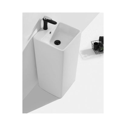 Freestanding Inter Ceramic Square Sink Glossy White 40.5 cm