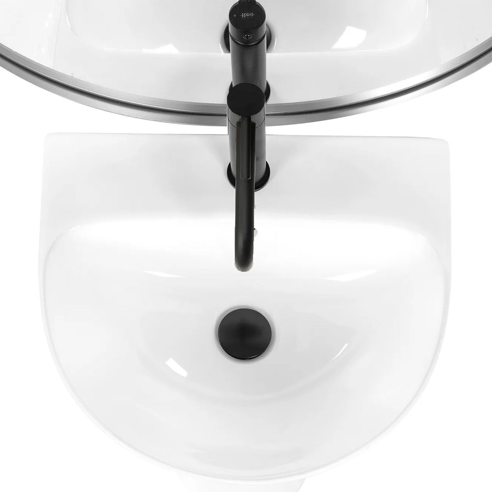 Rea Rita Slim freestanding sink asymmetric glossy white finish 48 cm