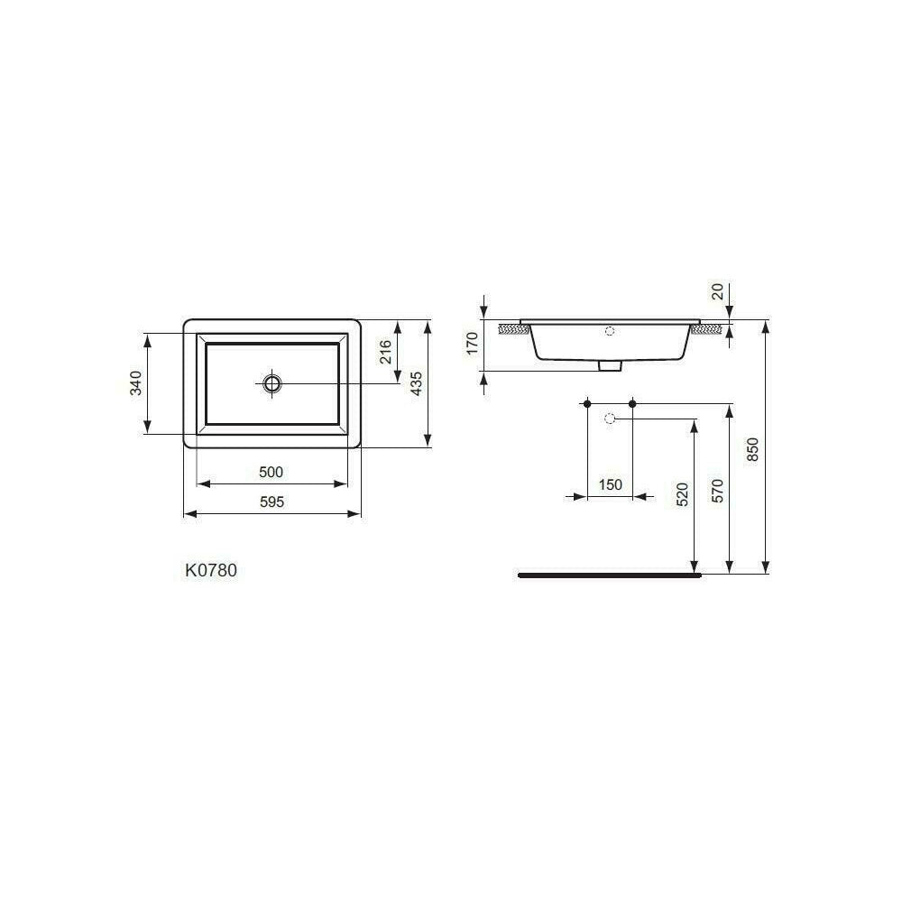 Вграждане на умивалник Ideal Standard Strada 59.5x43.5 см