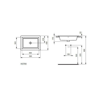 Вграждане на умивалник Ideal Standard Strada 59.5x43.5 см