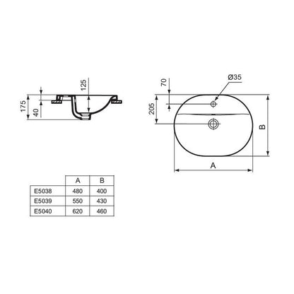 Вградена мивка Ideal Standard Connect 62 cm бяла лъскава