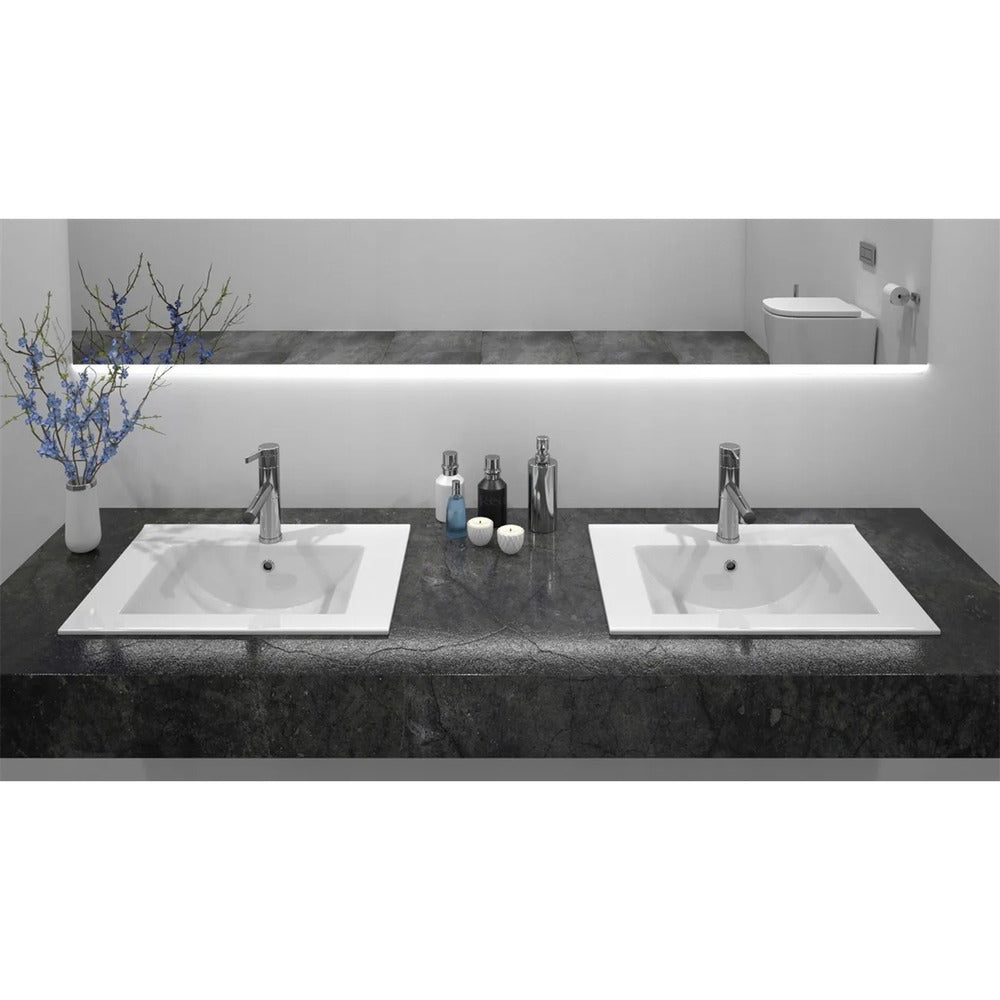 Rea Dafne built-in sink rectangular glossy white finish 62 cm