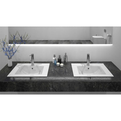 Rea Dafne built-in sink rectangular glossy white finish 62 cm