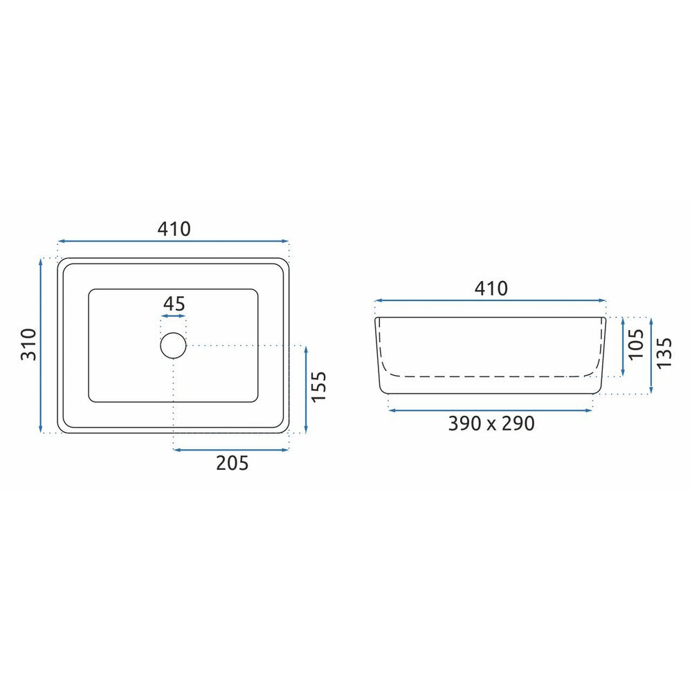 Rea Anita 41 cm White Countertop Sink