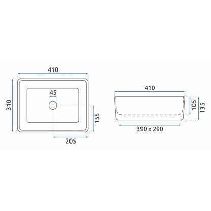 Rea Anita 41 cm White Countertop Sink