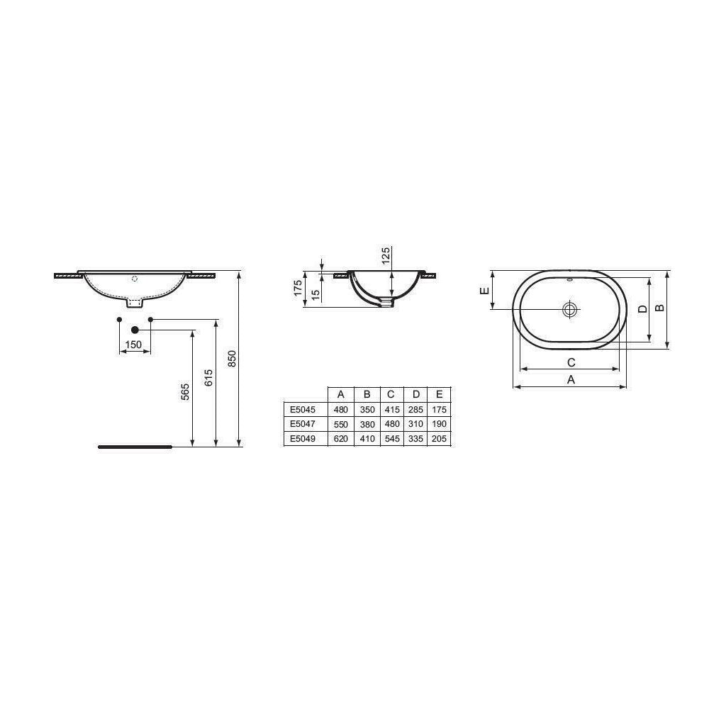 Вградена мивка Ideal Standard Connect 55x38 см