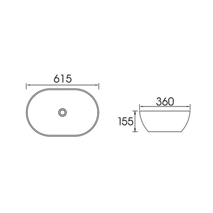 Countertop Sink White/Gold Rune Sigyn 61.5 cm