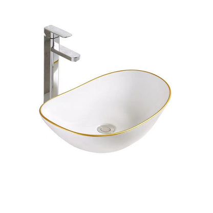 Countertop Sink White/Gold Rune Sigyn 61.5 cm