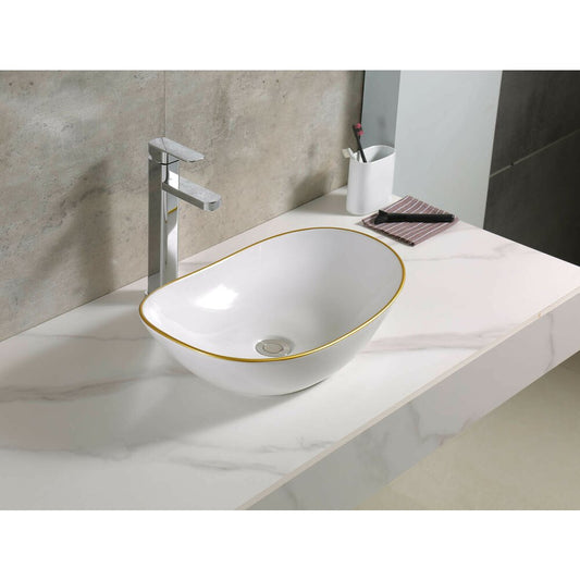 Countertop Sink White/Gold Rune Sigyn 61.5 cm