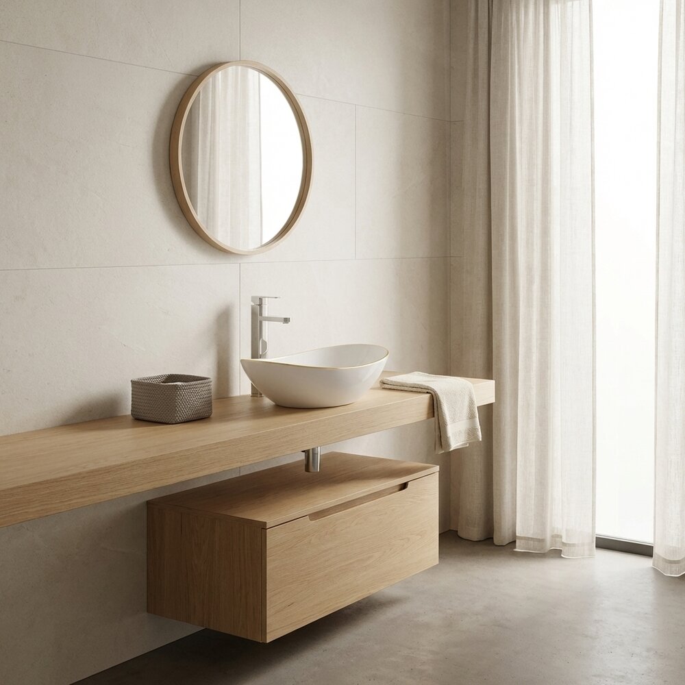 Countertop Sink White/Gold Rune Sigyn 61.5 cm