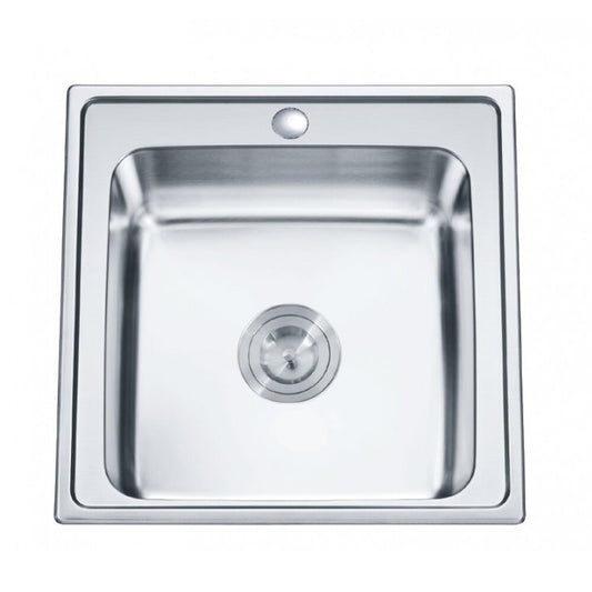 Stainless Steel Sink Inter Ceramic Tampico with One Bowl Without Drainer Satin Finish 50x50 cm