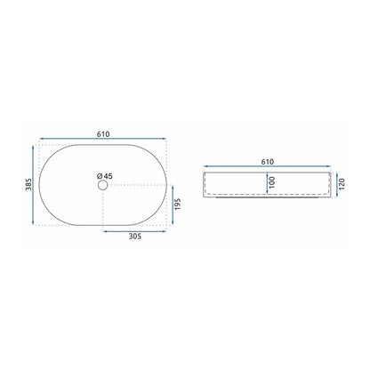 Countertop Sink White/Grey Rune Vidar 60 cm