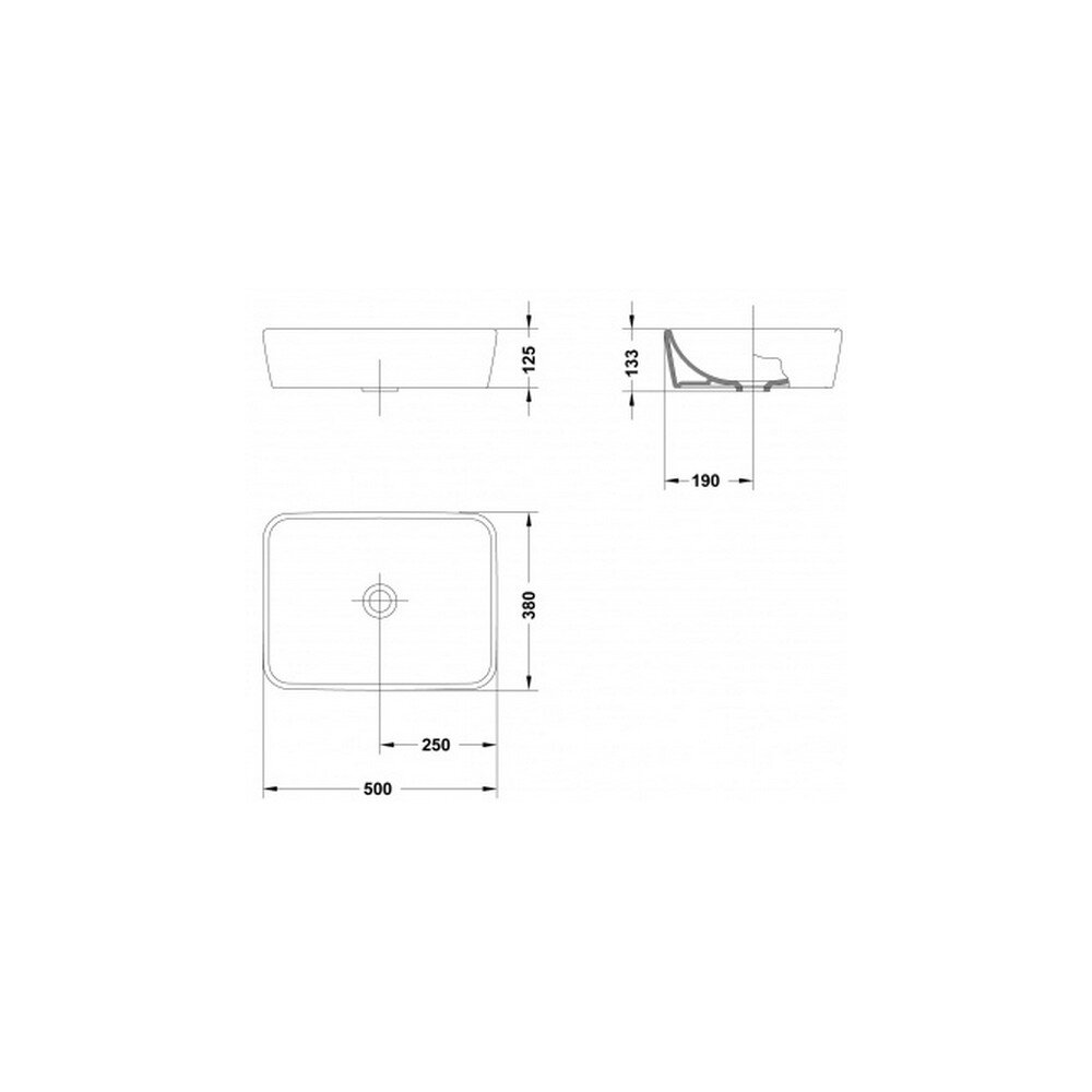 Gala Emma Square Rectangular White Gloss Countertop Sink 50 cm
