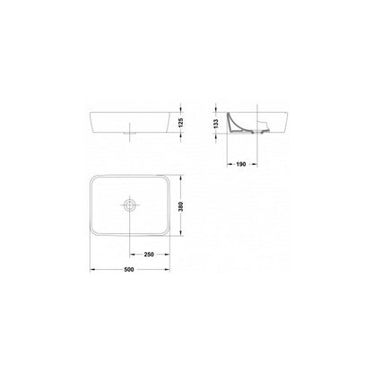 Gala Emma Square Rectangular White Gloss Countertop Sink 50 cm