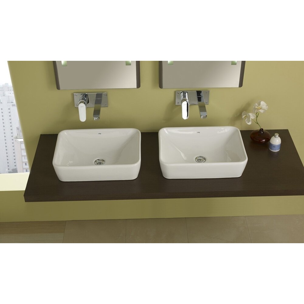 Gala Emma Square Rectangular White Gloss Countertop Sink 50 cm