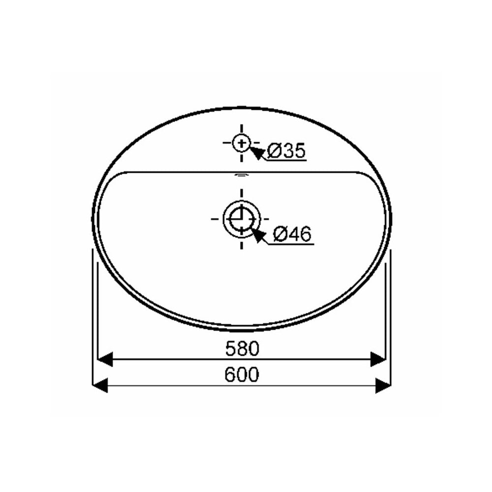 Овален мивка на плот Geberit Variform с преливник 60x45 см