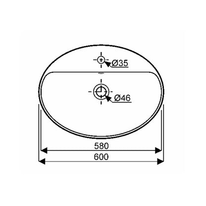Овален мивка на плот Geberit Variform с преливник 60x45 см