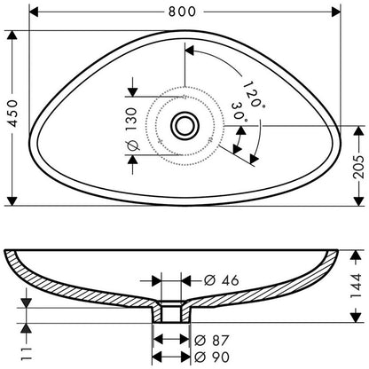 Мивка за плот Hansgrohe Axor Massaud 80x45 см