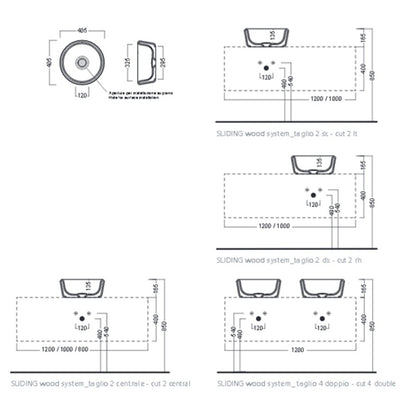 Hatria Pencil White Countertop Sink 40 cm