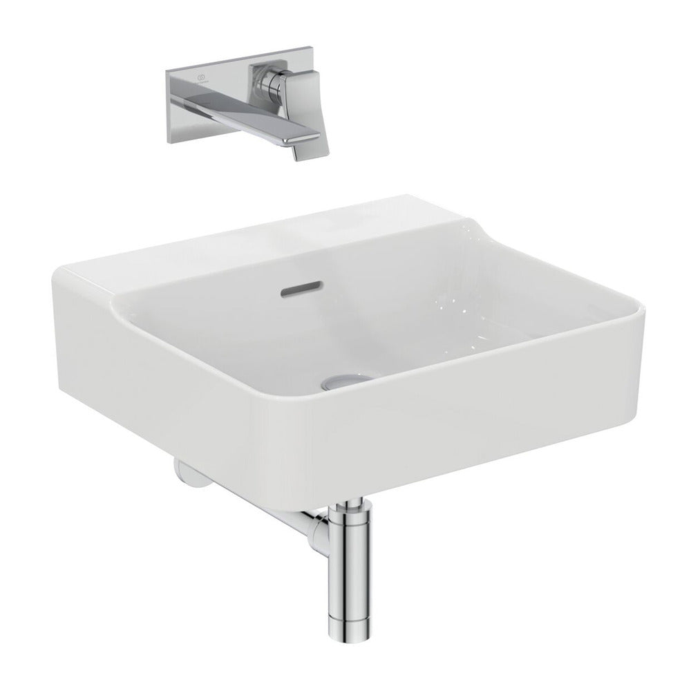 Ideal Standard Atelier Conca Wall-Mounted Sink 50 cm Glossy White with Overflow