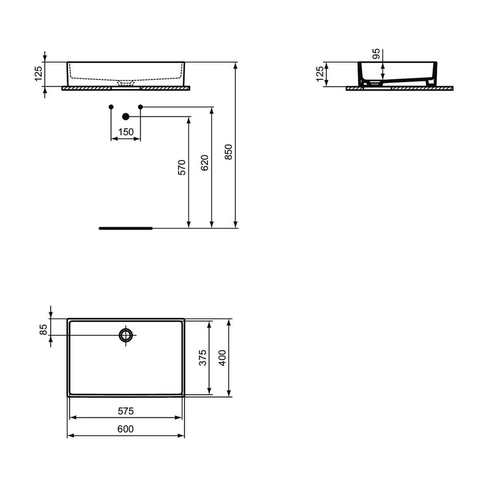 Лавоар за плот Ideal Standard Atelier Extra бял мат 60 см