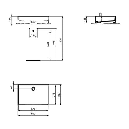 Лавоар за плот Ideal Standard Atelier Extra бял мат 60 см