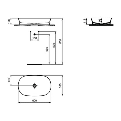 Лавоар за плот Ideal Standard Atelier Ipalyss 60 см бял мат