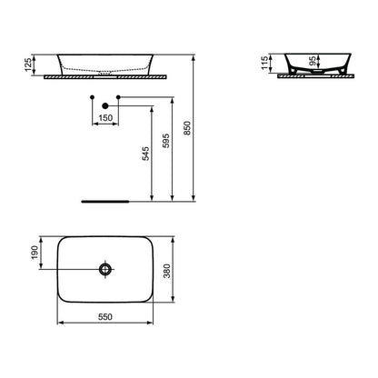 Лавоар за плот Ideal Standard Atelier Ipalyss Sage 55 см зелено
