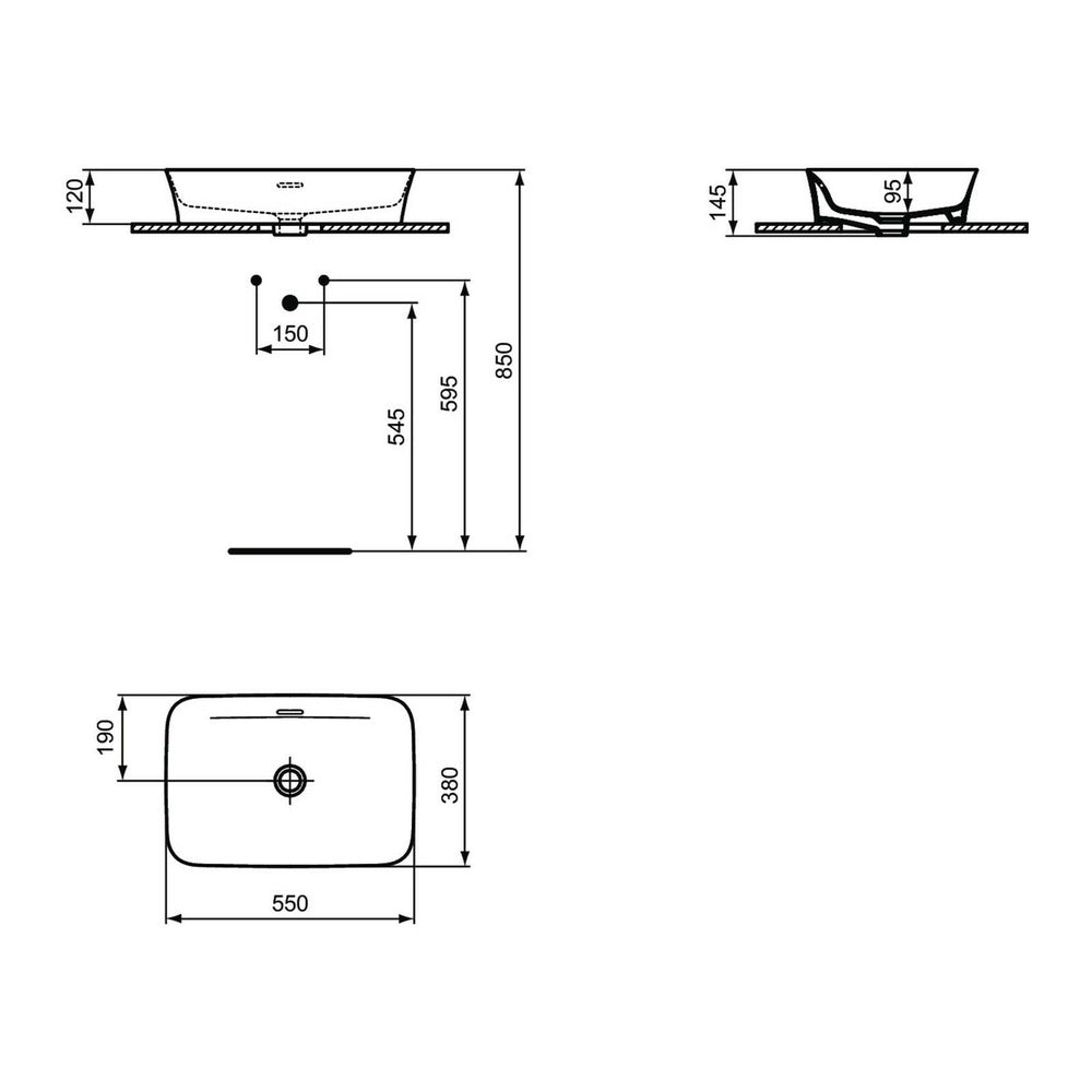 Ideal Standard Atelier Ipalyss Sage 55 cm Green Countertop Basin with Overflow
