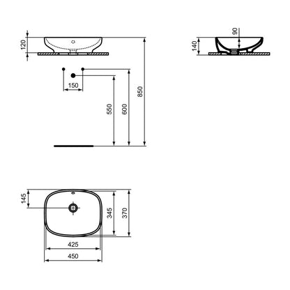 Ideal Standard i.life B White Countertop Basin 45 cm