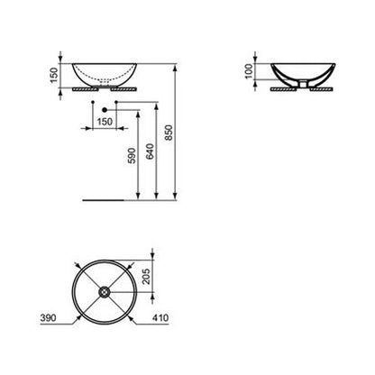 Мивка за плот Ideal Standard Strada 41 cm черен мат