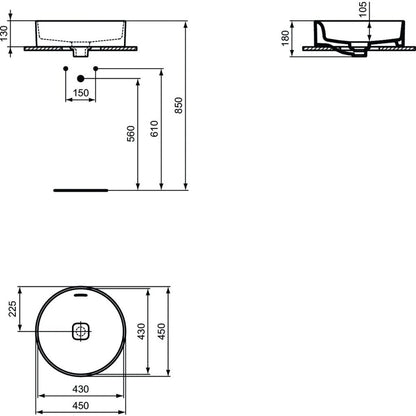 Лавоар за плот Ideal Standard Strada II кръгъл 38 см