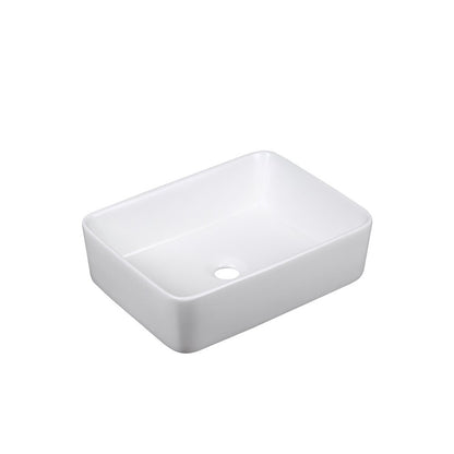 Inter Ceramic Art Rectangular Glossy White Finish Countertop Sink 48 cm