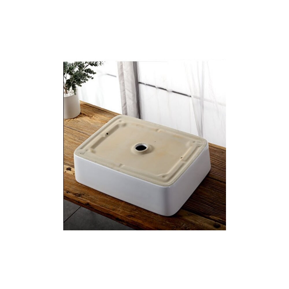 Inter Ceramic Art Rectangular Glossy White Finish Countertop Sink 48 cm