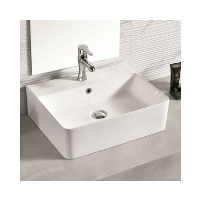 Inter Ceramic Art Rectangular Glossy White Countertop Sink 52 cm