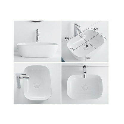 Inter Ceramic Art Rectangular Matte Beige Countertop Sink 46 cm