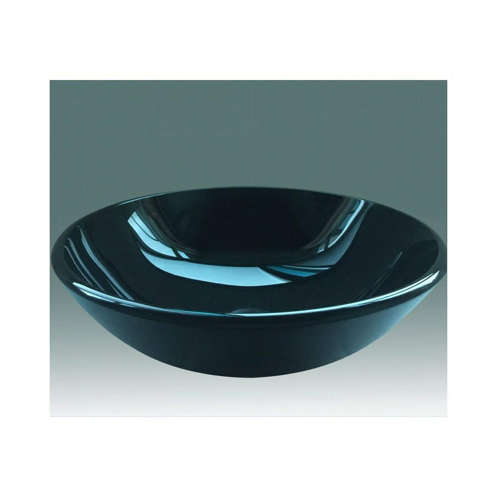 Лавоар на плот Inter Ceramic кръгъл черен гланц 42 см