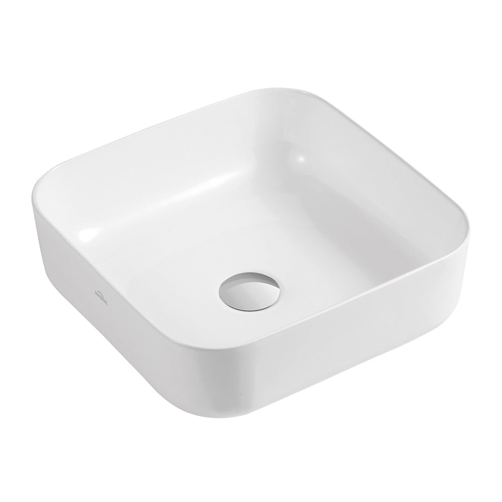 Invena Malaga Square Countertop Sink 39 cm Glossy White