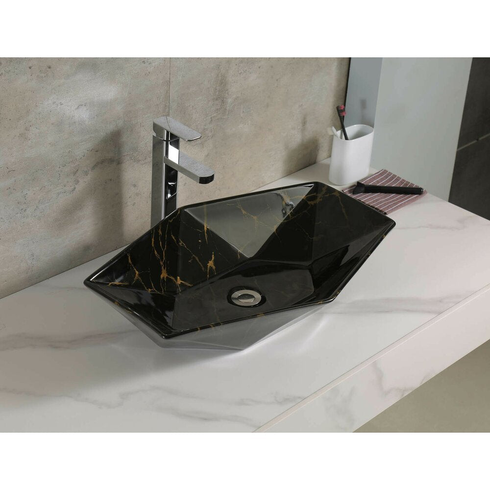 Countertop Sink Black/Gold Rune Kari 63.5 cm