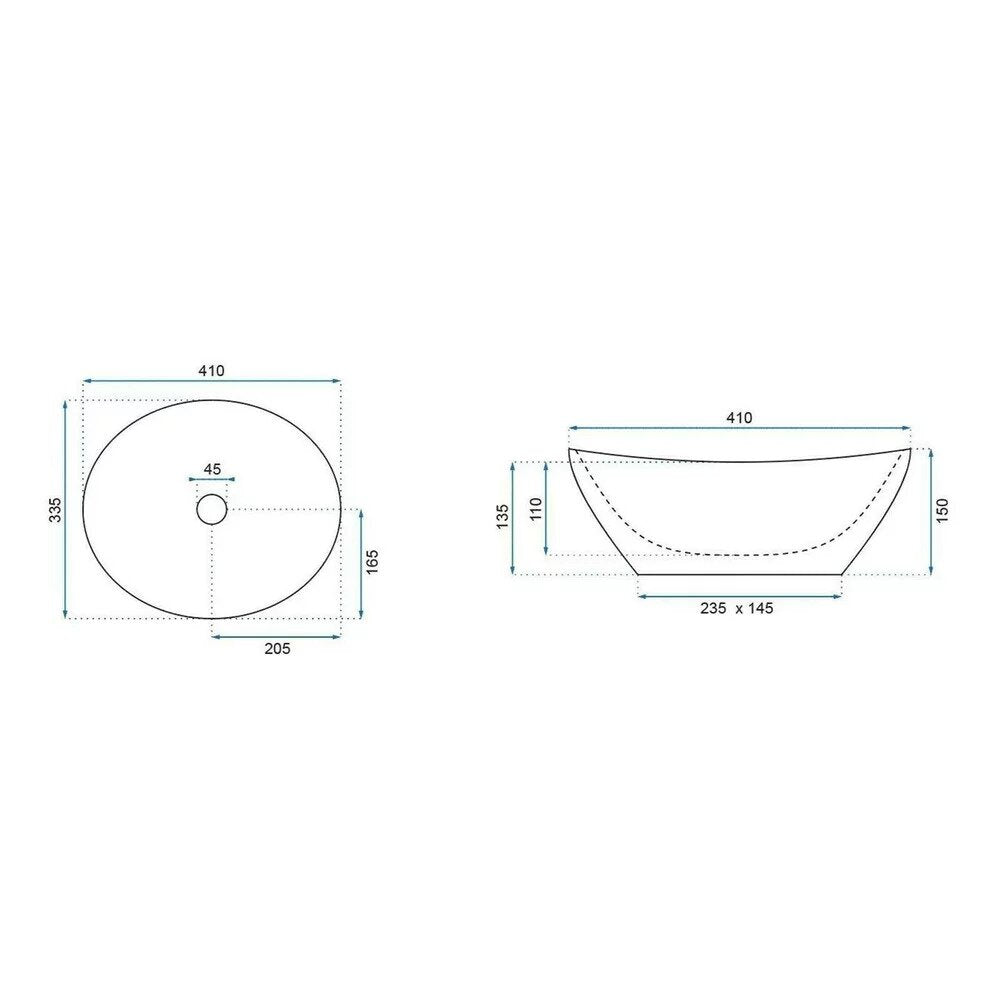 Black countertop sink Rune Edda 40.5 cm