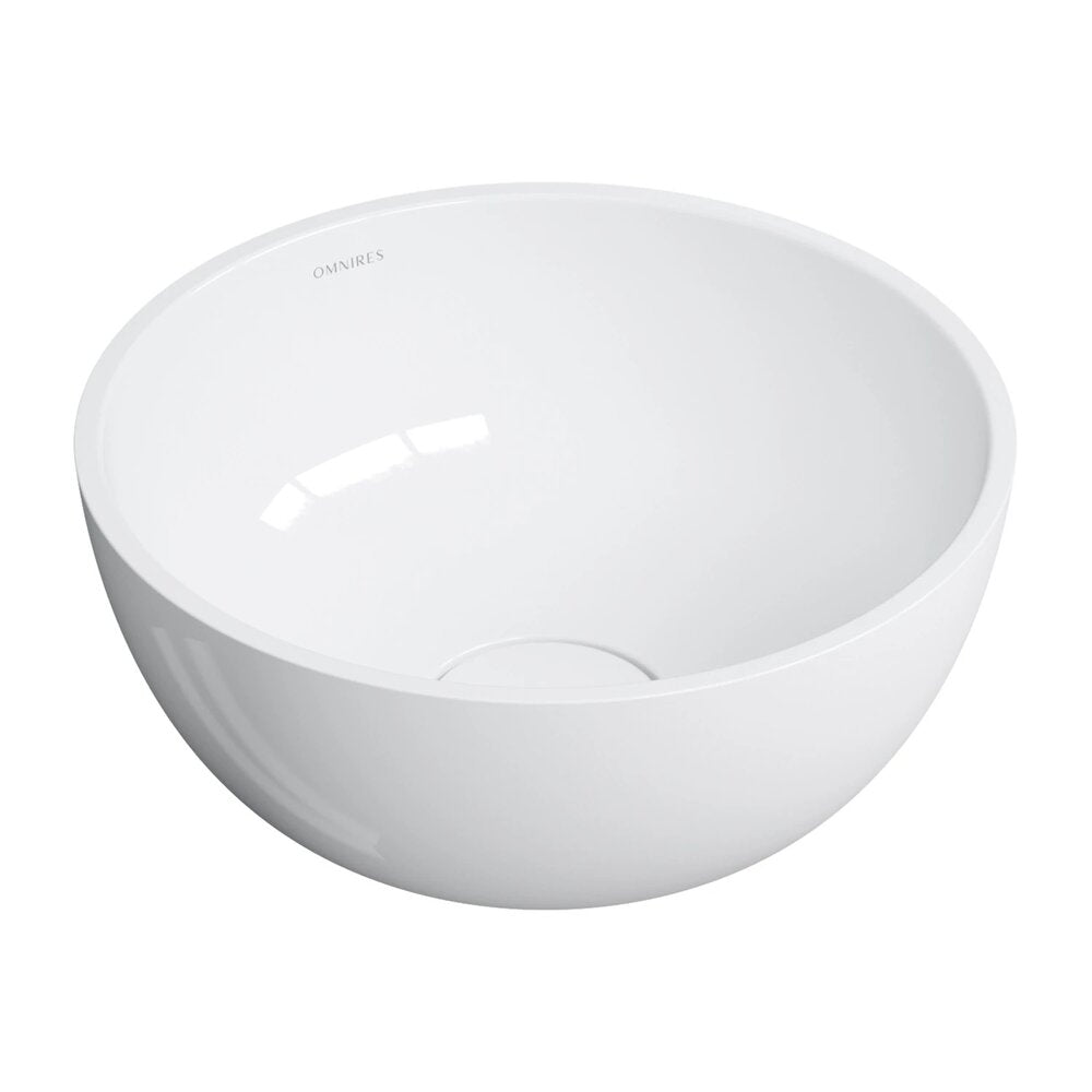 Мивка за плот Omnires Shell M+ с гланцово бяло покритие 35 cm