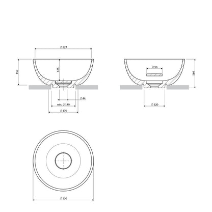 Мивка за плот Omnires Shell M+ матово сив цвят 35 cm